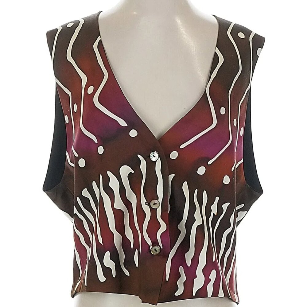 Color Muse Hand Painted Silk Vest Multicolor Size Small
